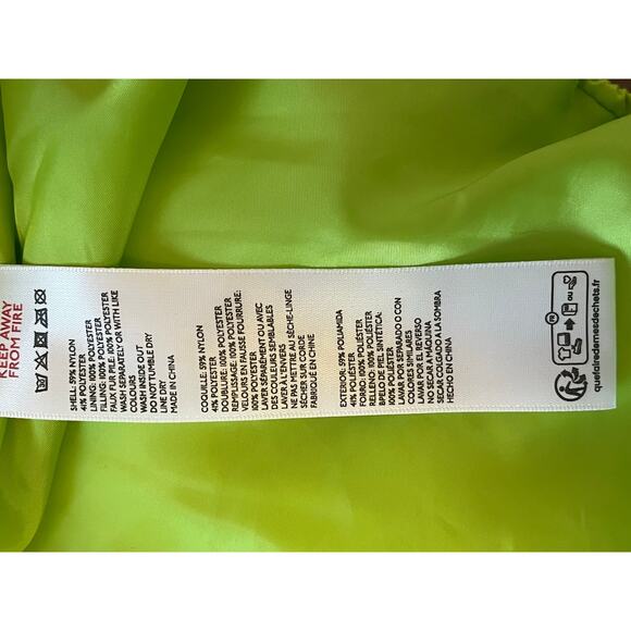 Urban Outfitters | Size L Duckie Faux Shearling Collar Puffer Jacket Lime Green - Picture 5 of 7